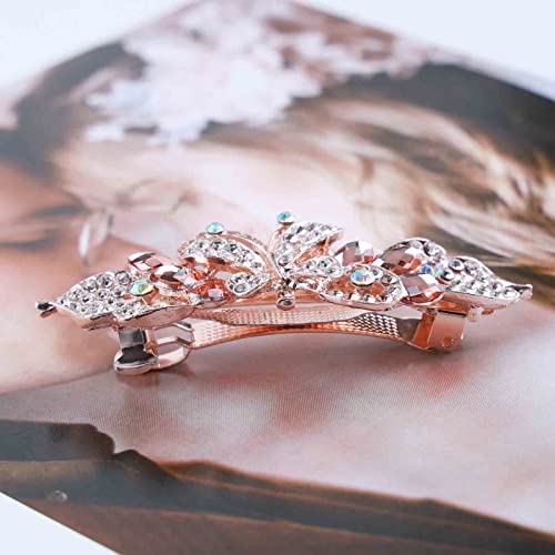 Qisogy Crystal Butterfly Hair Clip Barrette Rhinestone Wedding Hair Barrette Shine Bridal Crystal Decorative