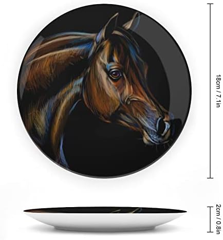 Portret arapskog konja Vintage Design Bone Kina Decor ploča sa postoljem okrugla ukrasna ploča Početna Wobble-ploča