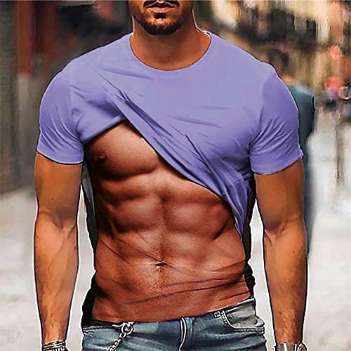 Lažna mišićna košulja za muškarce Slim Fit okrugli vrat kratki rukav novost Odjeća smiješna 3D štampa ulična