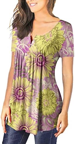 Plus veličine za žene Loop Fit Tunic Womens Ljetni vrhovi slatke vintage majice kratkih rukava Y2K cvjetni