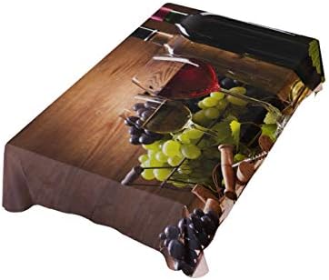 Romanti pravokutnik stolnjak crveno vino grožđe na drvenoj stol platnu 60 x 84 inčni vinilni tkanini za