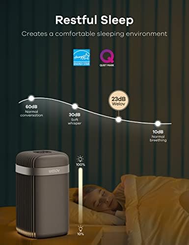 Pročistači zraka za spavaću sobu: Welov H13 True HEPA Pročistači zraka za kućne ljubimce uklanjanje alergena