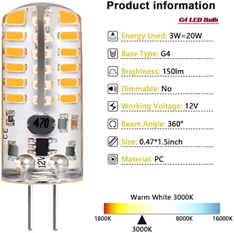 G4 LED Sijalice 12V 3W Bi-Pin LED Sijalice 48×3014 SMD 20w halogena sijalica zamena silikonskim premazom