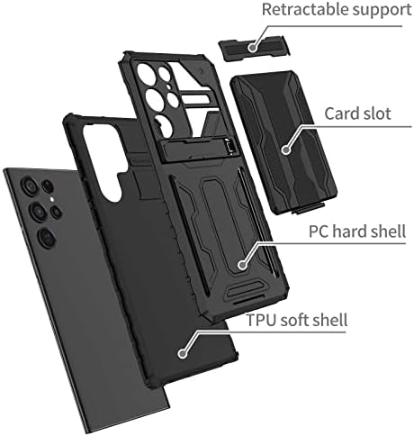Poklopac futrole Kompatibilan je sa Samsung Galaxy S22 Ultra ultra sa držačem paketa sa karticama, zaštita