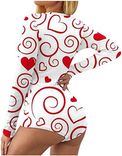 Žene dugih rukava badysuit za spavanje srca Šemase kemise Pajama haljina V izrez Babydoll Teddy Donjeg rublja