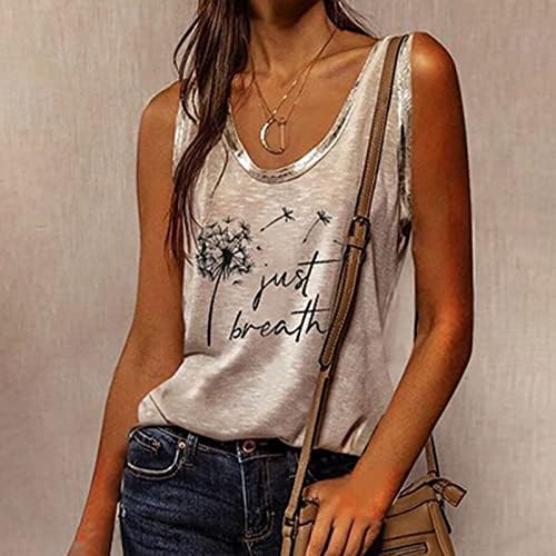 Ženske grafičke tenkove Vintage Trendy Modna košulja za ispis Summer bez rukava prevelika tunika Ležerne