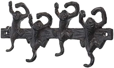 Sgerste Monkey 4 Kuke Zidne ključeve kašike Stalak antique Cathor Hallway Kuhinjski nosač ručnika 23cm