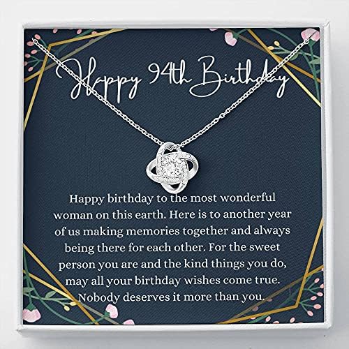 Nakit za poruke, ručno izrađena ogrlica - personalizirani poklon love čvor, sretan 94. rođendan ogrlica