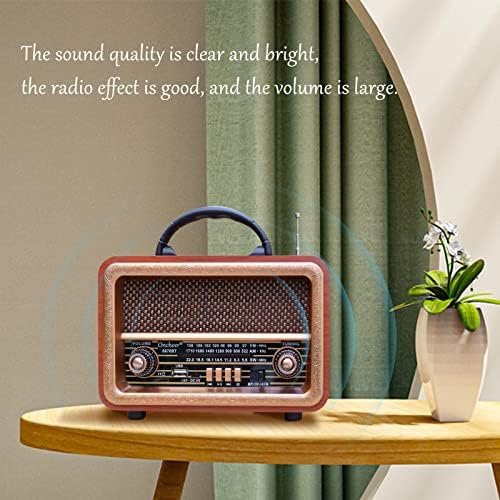 Oncheer AM/FM/SW 3-Band prijenosni Radio: drveni Retro starinski radio, punjiva baterija, ručni, za kampiranje
