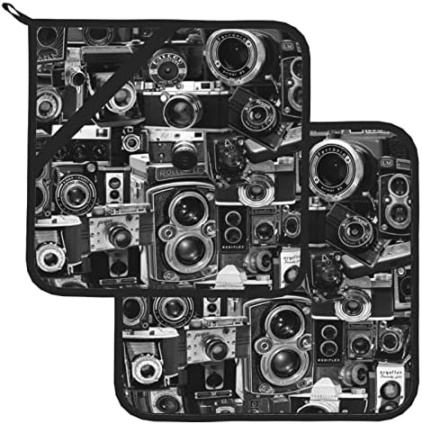 Kulayu Vintage kamera (Držači za tiskane kamere) za kuhinjski otporan na toplinu, set od 2, Potholders Hot