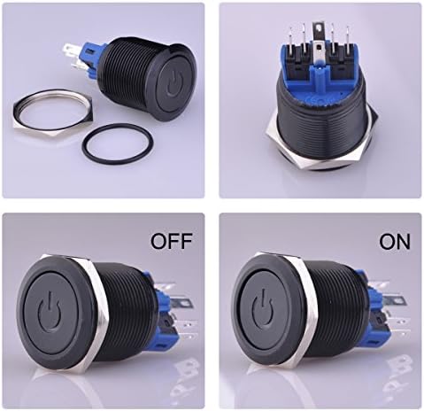 Ulincos® prekidač sa dugmetom U22a4 1no1nc SPDT On/OFF crna metalna školjka sa plavom LED diodom pogodna