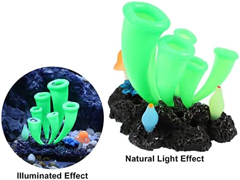 Vocoste Aquarium Simulation Horn Coral, Silikonski fluorescentni koralni sjajni ukrasi pejzažna dekoracija akvarijuma, zelena