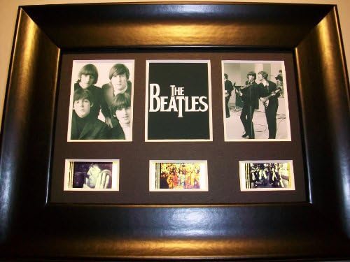 Beatles uokviren trio 3 filmski mobilni prikaz Kolekcionarska filmska memorabilija komplementira Posteljne