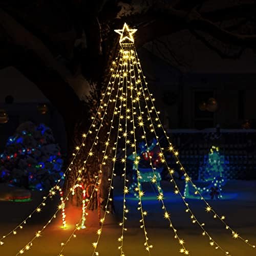 Gigalumi božićni ukrasi na otvorenom, 344 LED vodopad božićne svjetlo za dvorište, Xmas stablo staklo svjetla