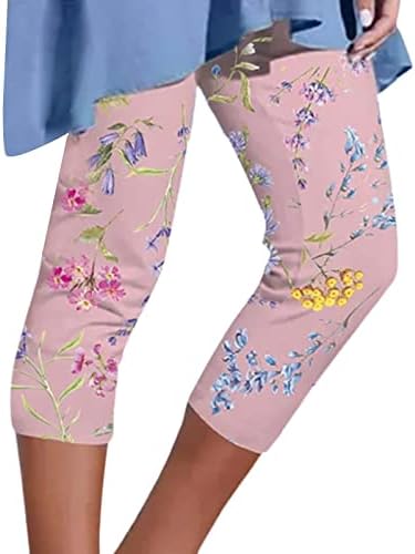 Ženske opremljene pantalone za posao Žene Ležerne prilike Cvjetne digitalne ispisa Stretch Cropped Hlače