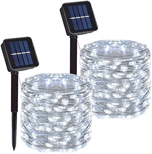 DAYLIGHTIR 2 paket 100 LED solarna bakrena žičana svjetla na otvorenom, vodootporna, 8 načina Vilinska svjetla