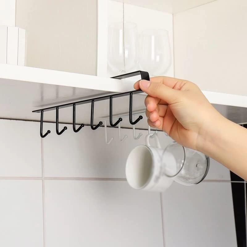 SMLJLQ 6 Hook stalak za odlaganje ormar polica držač čaša kupatilo kuhinjska vješalica stalak za ručnike
