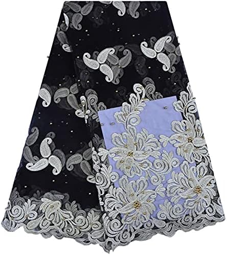 Uongfi čipkasta tkanina vezena mrežasta čipkasta tkanina sa perlama Rhinestones tkanine za šivanje vjenčanice