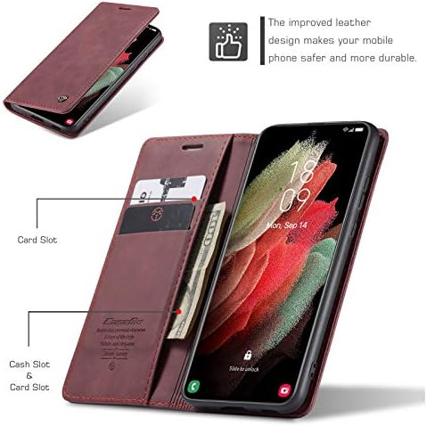 Daktronics Case kompatibilan sa Galaxy S21 Ultra novčanik slučaj, Shockproof Flip Folio koža novčanik poklopac