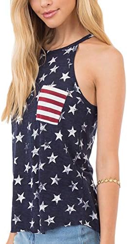 NaRHbrg ženske majice bez rukava, žene 4. jula Patriotske majice USA Flag Stars bluze sa prugastim printom
