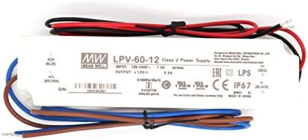 MEAN WELL LPV-60-12 60Watts 12VDC 5Amp C. V LED Driver Single Output vodootporan IP67 LED napajanje pogodno