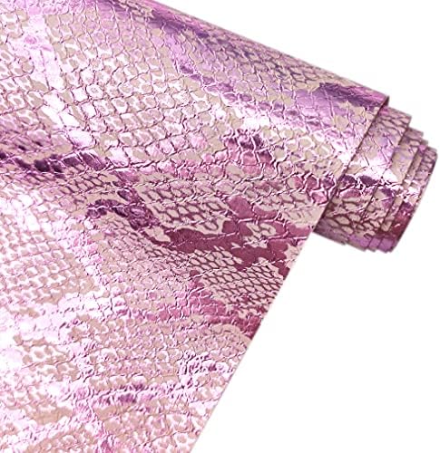 Metalni zmijski PU koža 30x135cm Glory u boji reljefne žito umjetno kožna tkanina za cipele torbe za pojas struka, ružičasta