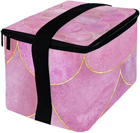 Guerotkr torba za ručak za žene, kutija za ručak za muškarce,ženska kutija za ručak, uzorak skale roze sirene
