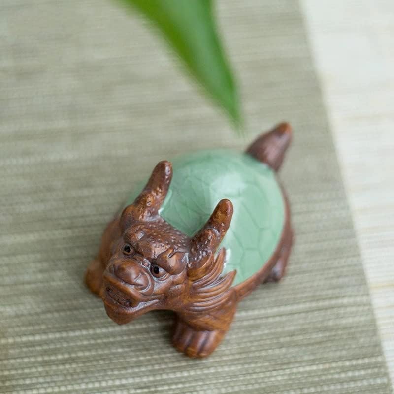 N / A Ru Pecn Dragon Turtle Tea Tea Decoration Keramička statua životinja FENGSHUI ukrasi ručno rađeni pribor