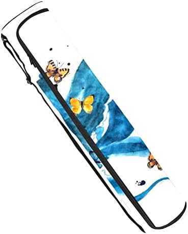 RATGDN Yoga Mat torba, plava hobotnica sa leptirima Vježba Yoga Mat Carrier full-Zip Yoga Mat torba za nošenje