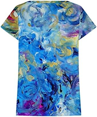 Košulje za žene Ljeto Ležerne prilike Kratki rukav O-izrez T majica Vintage Cvjetni ispis Labava bluza Tie