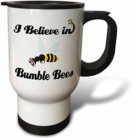 3drose Vjerujem u bumble pčele putnička krigla, 14 oz, višebojni