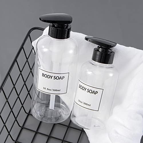 Bočica sa prozirnom pumpom,Yeeco dozator šampona sa vodootpornim etiketama 10oz / 300ml, bočice šampona