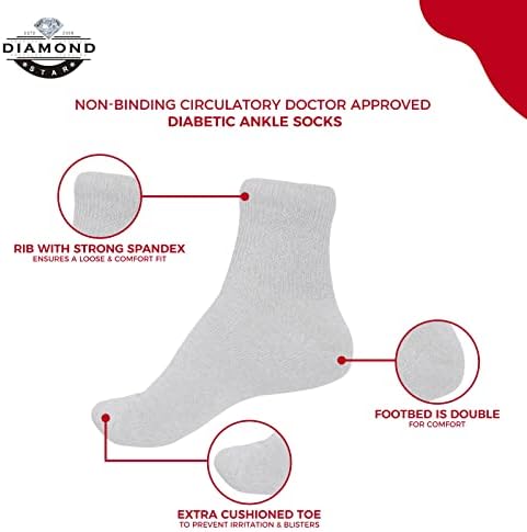 Dijabetičke čarape za gležnjeve, nevezirajuća cirkulantna ljekara odobrena jastuka pamučne čarape za muškarce