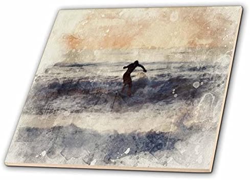 3drose slika Akvarelnog surfera u sceni talasa-pločice