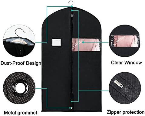 Shevan 5 kom odijelo viseće torbe navlake za odlaganje odjeće sa prozirnim prozorom i držačem za lične karte