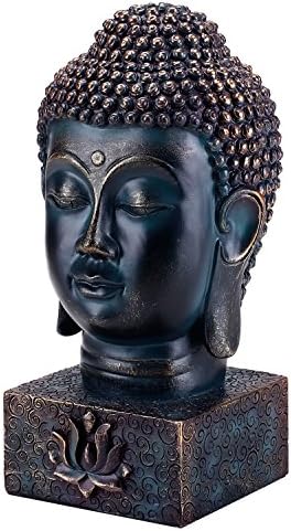 MyGift rustikalni duhovni zen Buddha Figurica, smirujući statuu meditacije s lotus skulptiranom ekranom