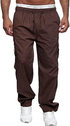 Miashui Muški rad Multi-džepni muške hlače kombinezone ravno-noga hlače Sportske fitness muške teretne hlače