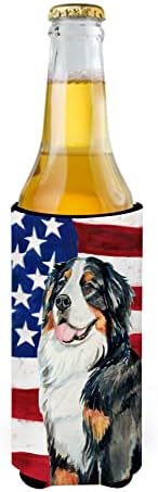 Caroline's Wires LH9003MUK USA Američka zastava s Bernskim planinskim psom Ultra Hugger za tanke limenke, može li hladnjak rukav zagrliti rukav za piće za piće za piće