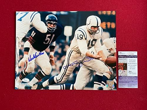 Dick Butkus / Johnny Unitas, autogramirani 11x 14 fotografija - autogramirane NFL fotografije