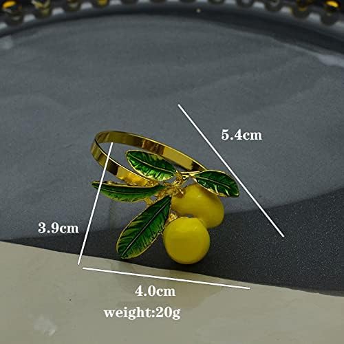 Kinwot limunov salvetiljni prstenovi set od 4 - žuti voćni seriji ukrasni metalni prstenovi za salvete za