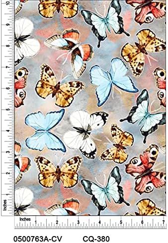 Šareni uzorak leptira štampan na pamučnoj tkanini za prošivanje pored dvorišta