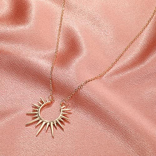 Romlibr Zlatna ogrlica za sunce za žene Dainty Srebrna ogrlica 18k pozlaćena sunce cvijet privjesak ogrlica