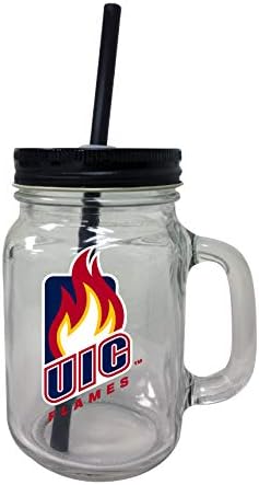 R I R uvozi Univerzitet Illinois u Čikagu UIC Flames Mason Jar Tumbler Set-NCAA Mason Jar Glass 3 Pack