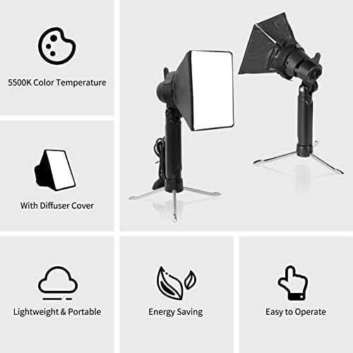 Meking Mini Softbox Photography lighting Kit, 4x4. 8in kontinuirano osvjetljenje sa 2kom stolnom LED lampom