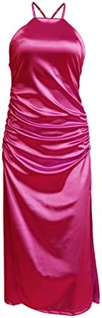 Miashui Dame Loungets Haljine Ljetna tanka torba s prorezom Boja DING SUSKENDER haljina Ženska srednja dužina