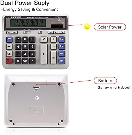 Huiop Electronic Kalkulator, veliki računalni elektronički proclanci solarni i baterija 12-znamenkasti prikaz