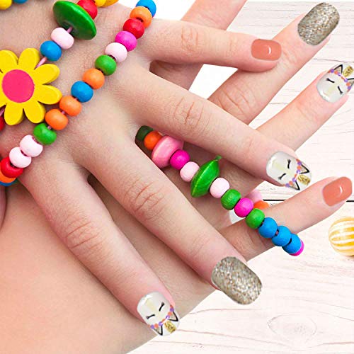 Pumkryth lažni nokti presa na noktima za djecu-jednorog samoljepljivi lažni umjetni komplet za umjetnost