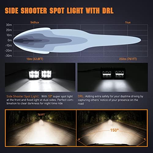 Nilight side Shooter LED light Pods sa DRL, 4 inča 26W spot Flood Combo LED Cubes Light w/ 16awg komplet