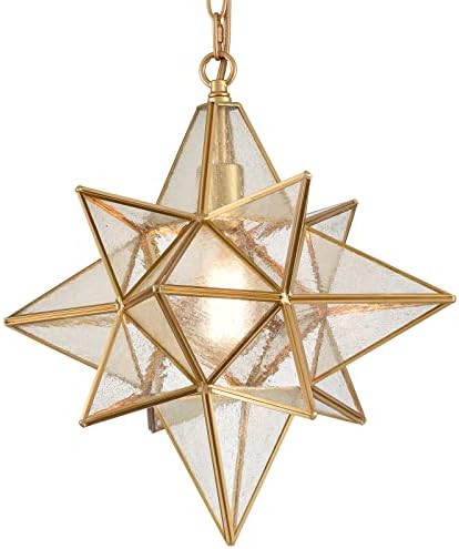 TENGIANTS Moravian Star viseća svjetla zlatna završna obrada viseća svjetla sa sjemenom stakla 16 inča Privjesna