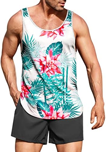 COOFANDY muške cvjetne majice bez rukava po cijelom Print casual Sport gym majice Havaji plaža odmor